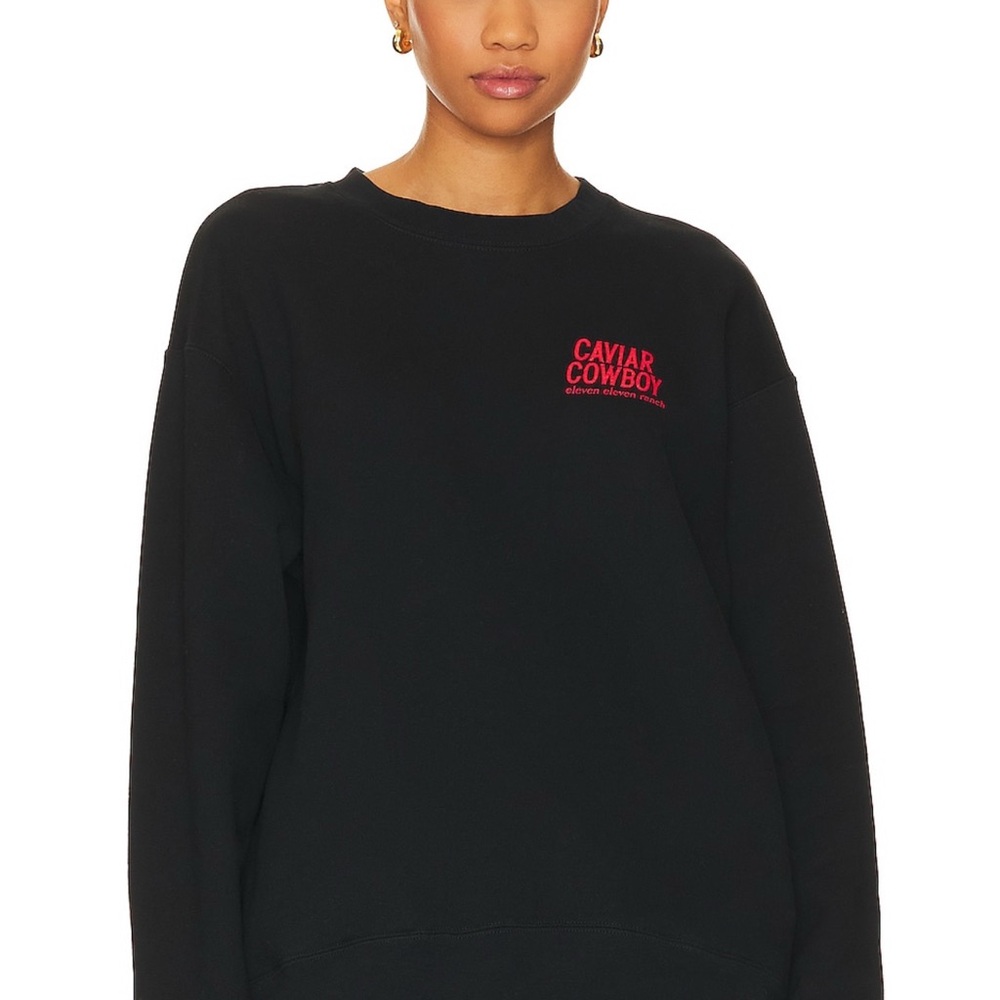 eleven eleven caviar cowboy crew in black sweatshirt